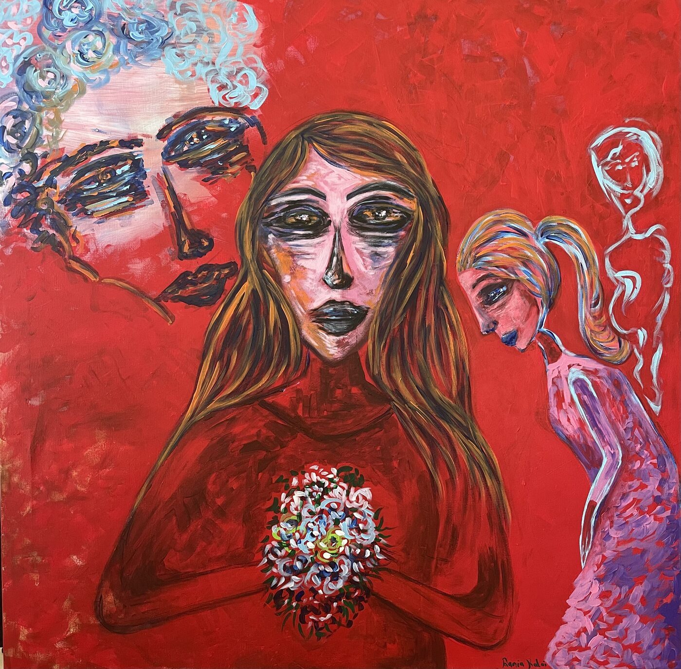 Protect, Acrylic on canvas, 100 × 100 cm